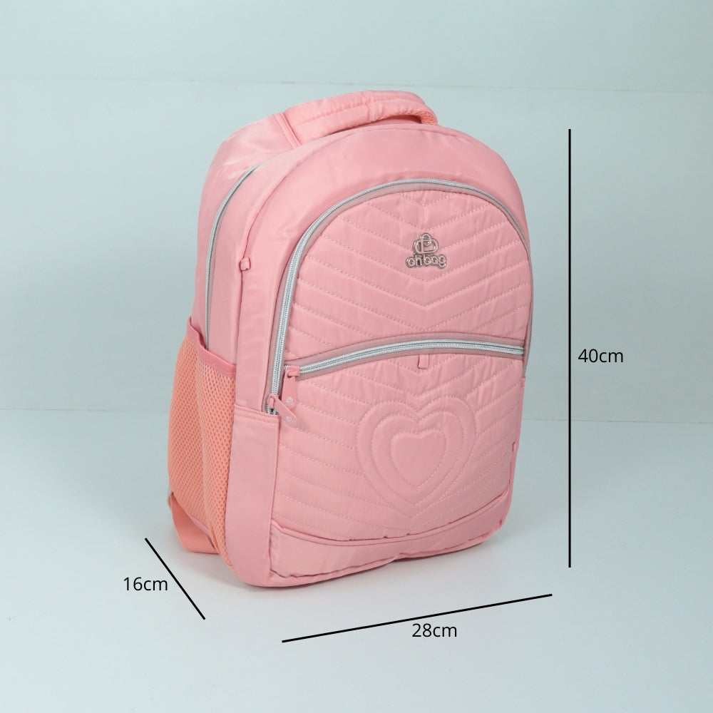Mochila em Tecido com Alça Fixa Ajustável e Divisórias Rosa