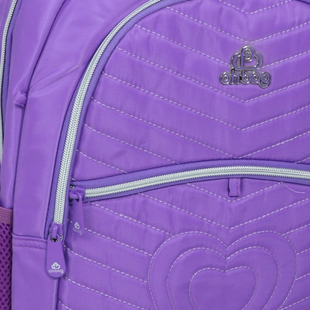 Mochila em Tecido com Alça Fixa Ajustável e Divisórias Roxo