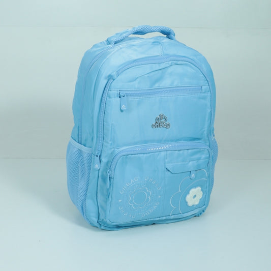 Mochila em Tecido com Alça Fixa Ajustável e Divisórias Azul