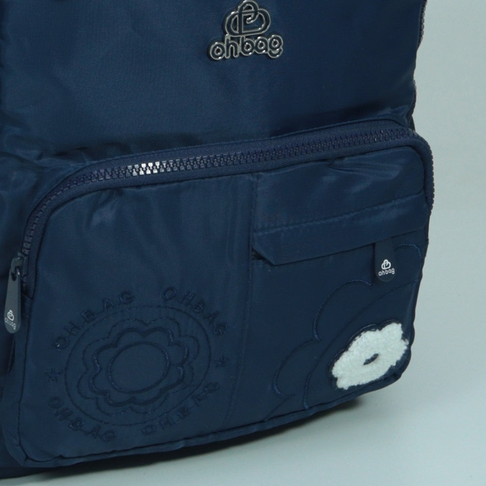 Mochila em Tecido com Alça Fixa Ajustável e Divisórias Azul escuro