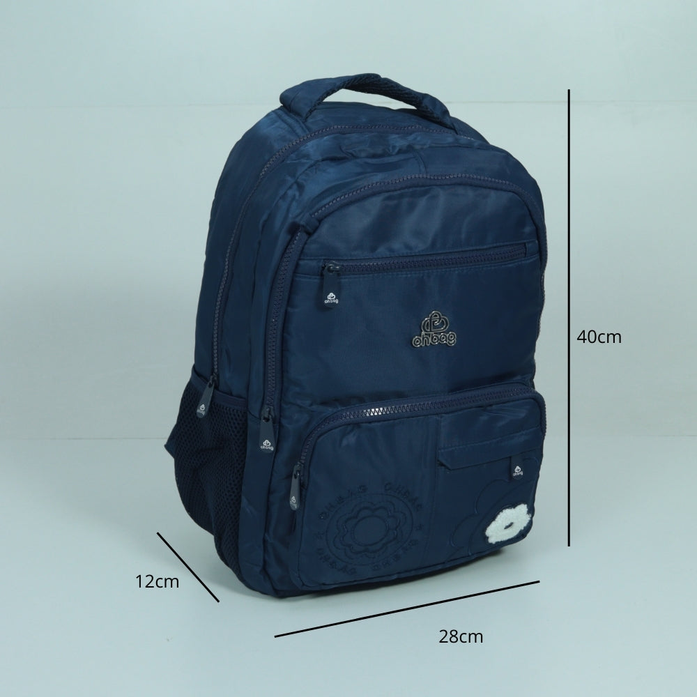 Mochila em Tecido com Alça Fixa Ajustável e Divisórias Azul escuro