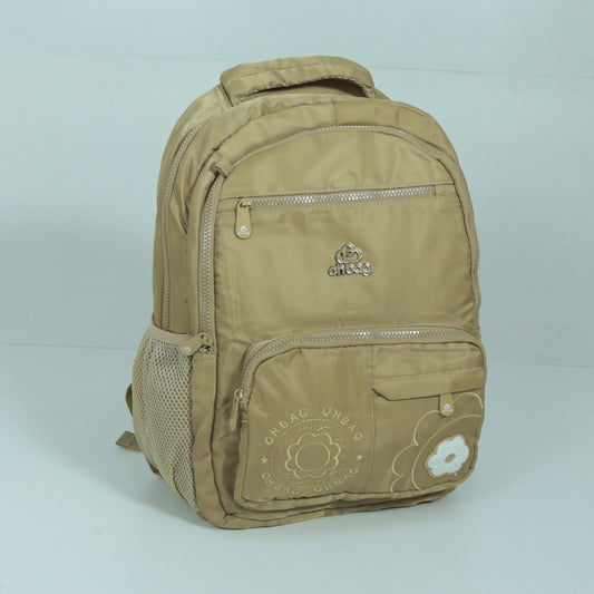 Mochila em Tecido com Alça Fixa Ajustável e Divisórias Bege