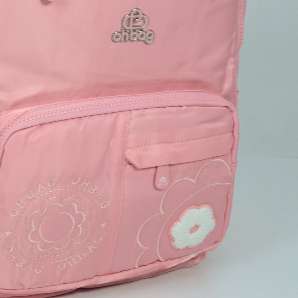 Mochila em Tecido com Alça Fixa Ajustável e Divisórias Rosa
