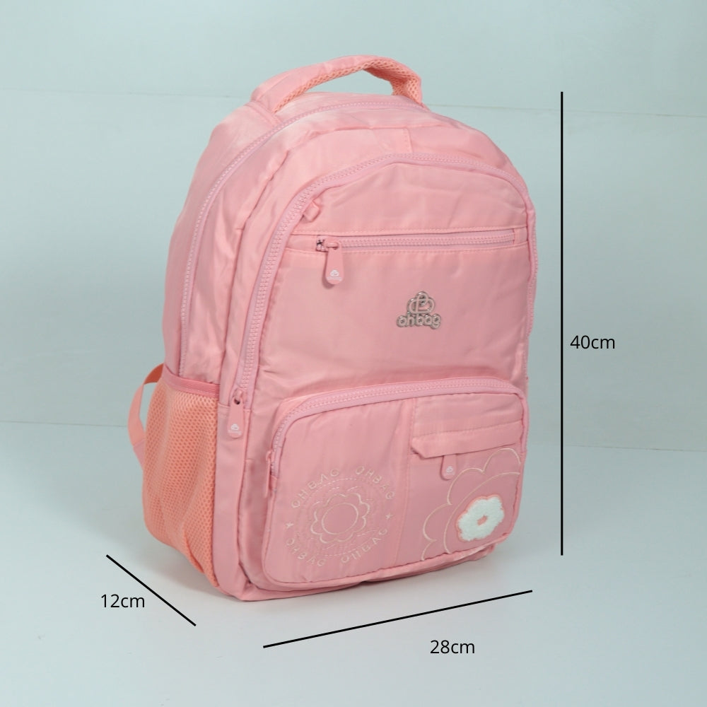 Mochila em Tecido com Alça Fixa Ajustável e Divisórias Rosa
