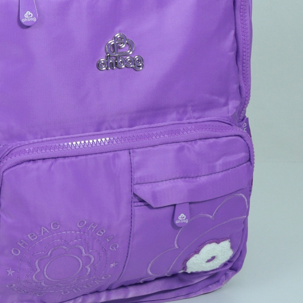 Mochila em Tecido com Alça Fixa Ajustável e Divisórias Roxo
