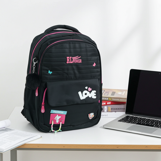 Mochila em Tecido com Detalhes Decorativos Preto