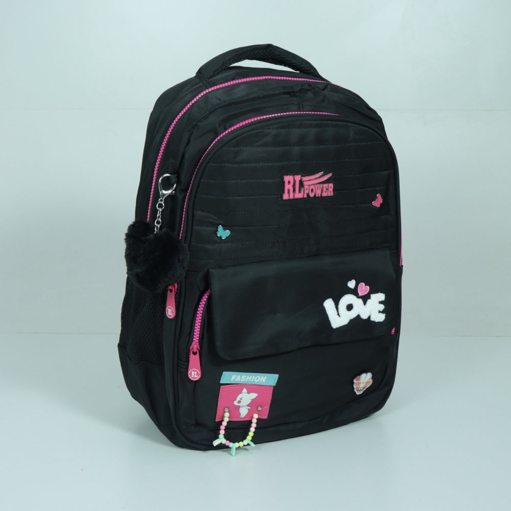 Mochila em Tecido com Detalhes Decorativos Preto