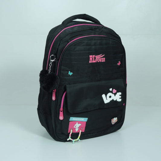 Mochila em Tecido com Detalhes Decorativos Preto