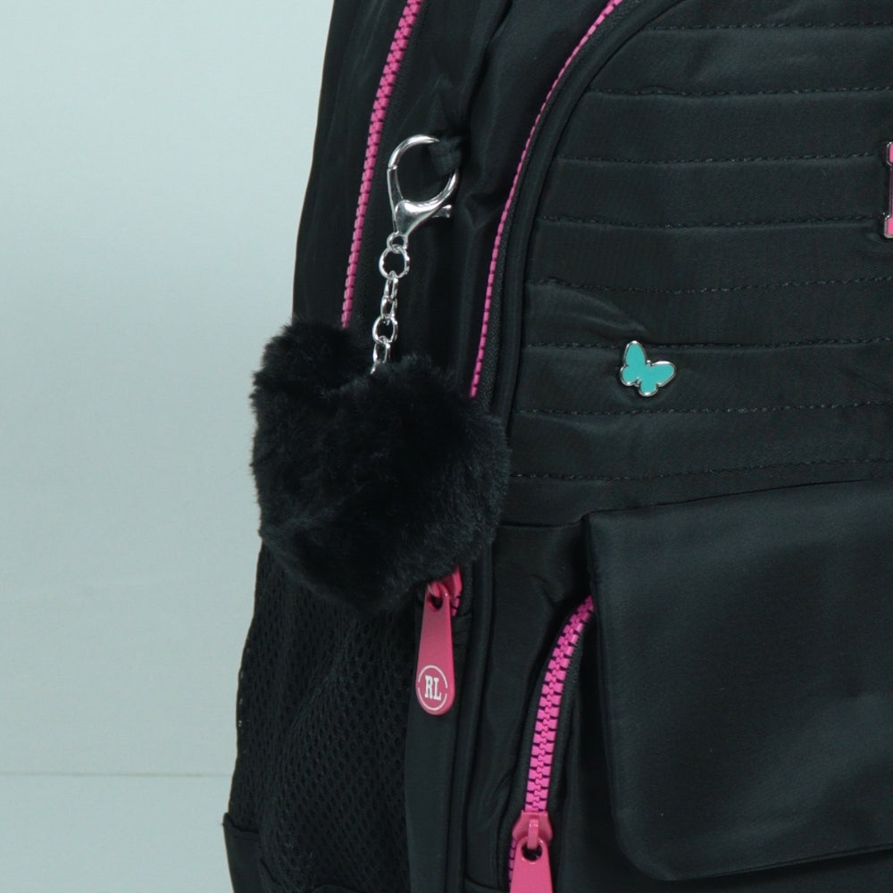 Mochila em Tecido com Detalhes Decorativos Preto