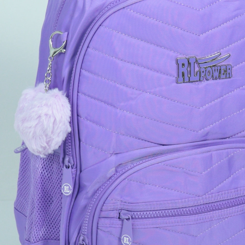 Mochila em Tecido com Alça Fixa Ajustável e Divisórias Lilas
