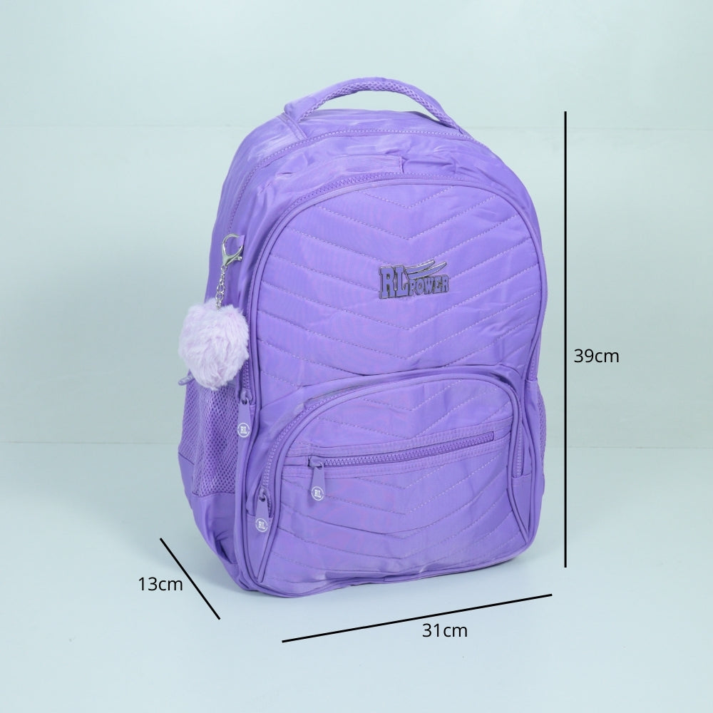 Mochila em Tecido com Alça Fixa Ajustável e Divisórias Lilas