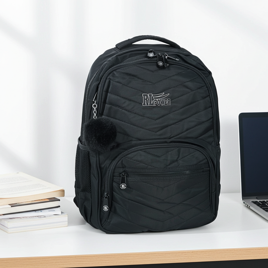 Mochila em Tecido com Alça Fixa Ajustável e Divisórias Preto