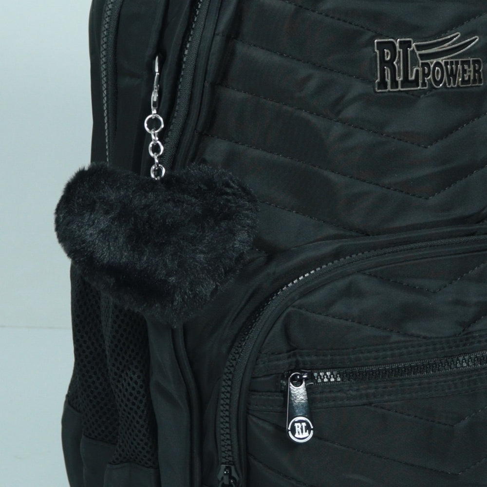 Mochila em Tecido com Alça Fixa Ajustável e Divisórias Preto