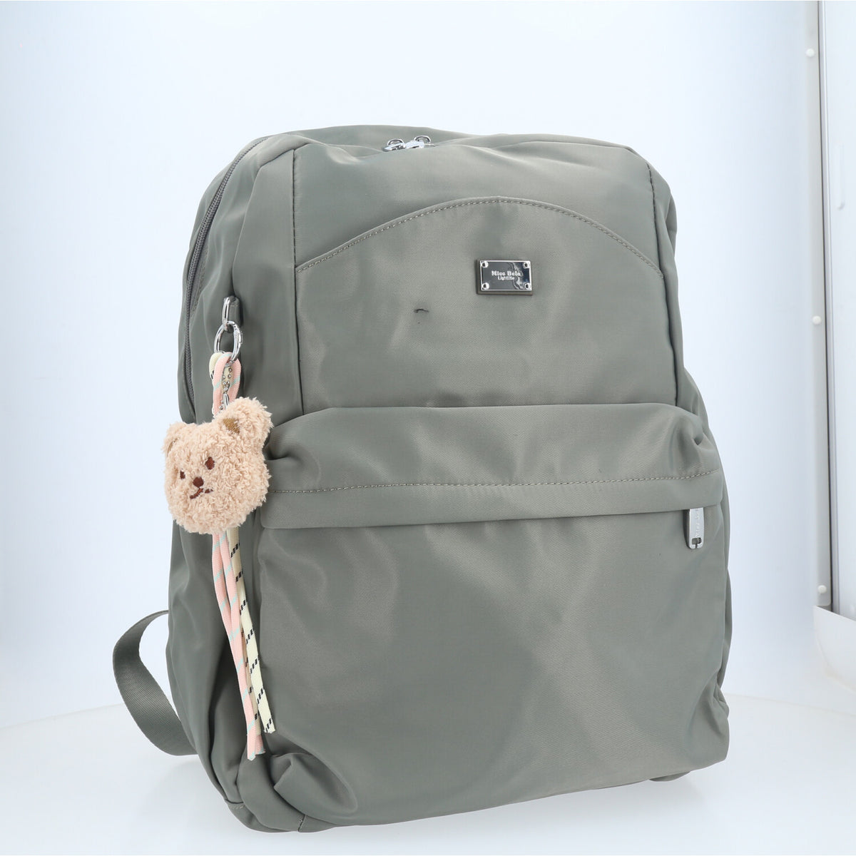 Mochila em Nylon Reforçado com Chaveiro Cinza