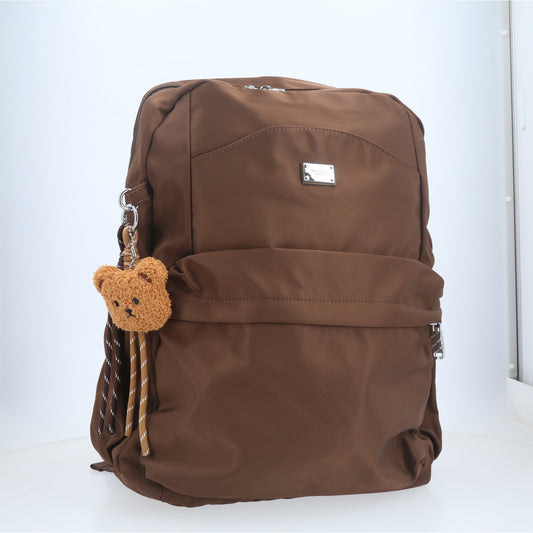Mochila em Nylon Reforçado com Chaveiro Marrom