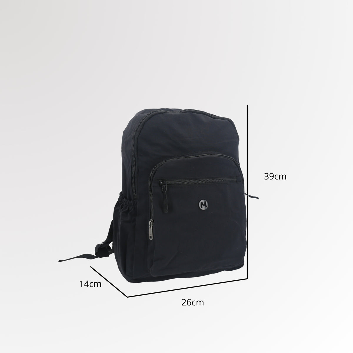 Mochila em Nylon Crinkle com Bolsos Frontal Preto