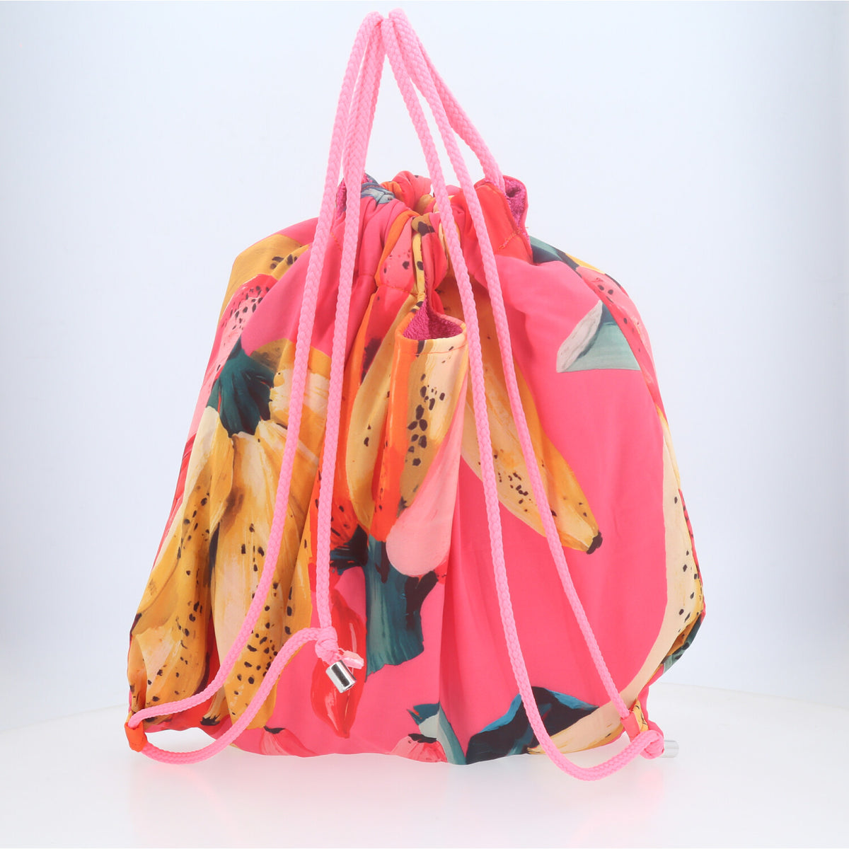 Mochila Saco Atoalhada com Estampa Tropical  Rosa