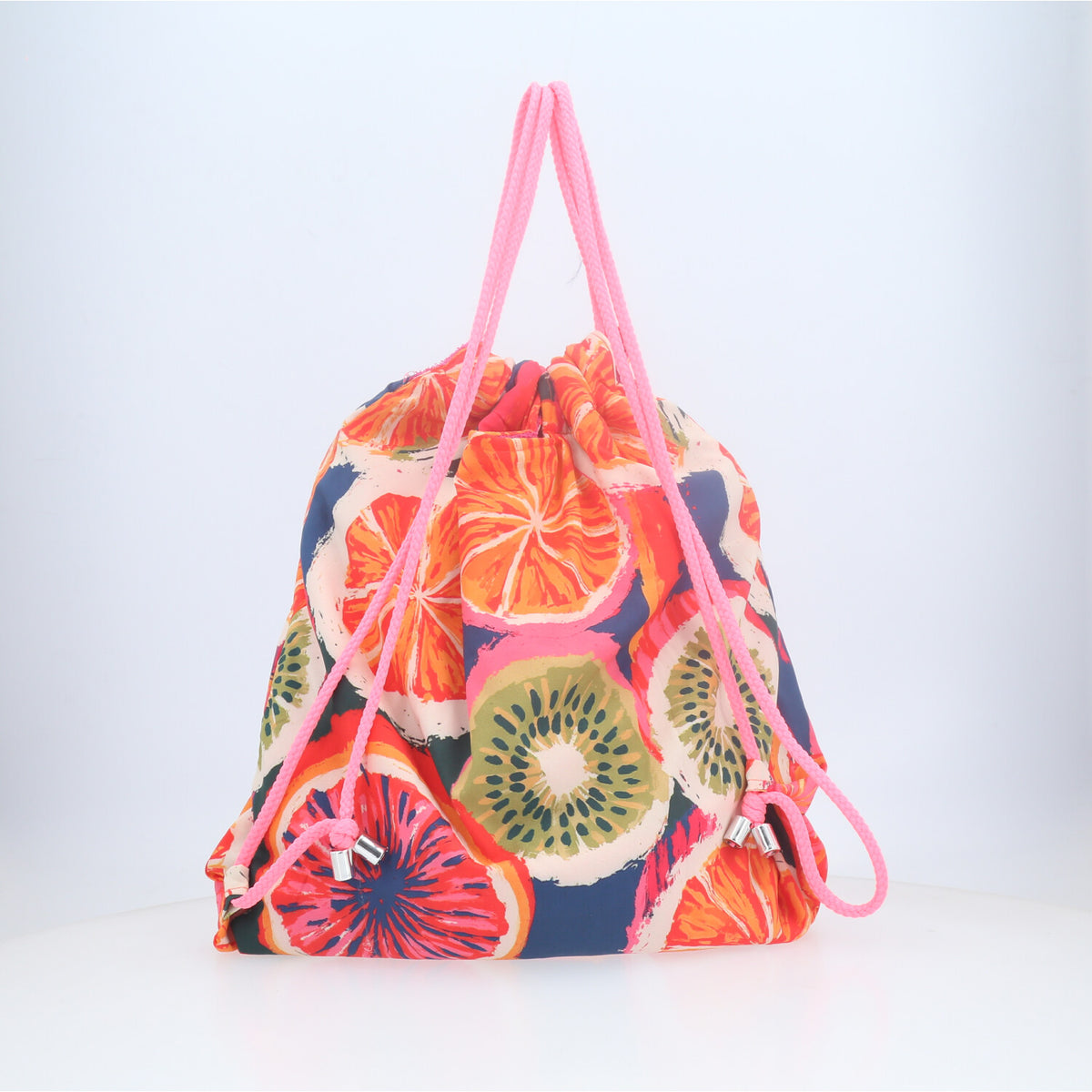Mochila Saco Atoalhada com Estampa Tropical  Rosa claro
