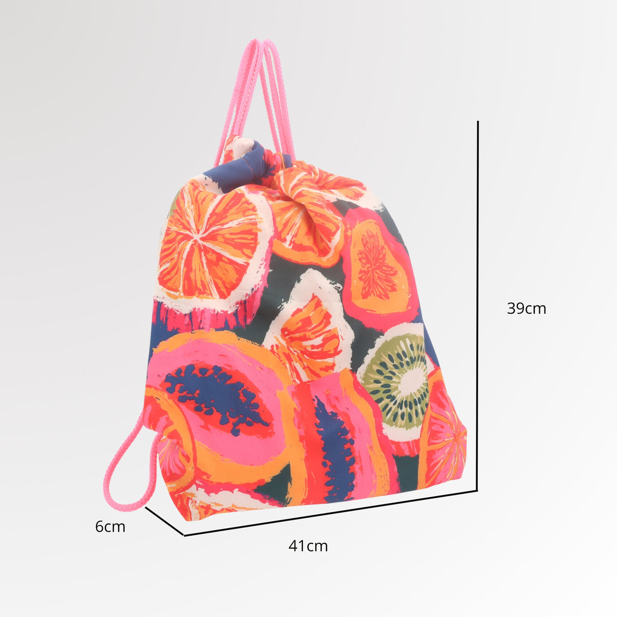 Mochila Saco Atoalhada com Estampa Tropical  Rosa claro
