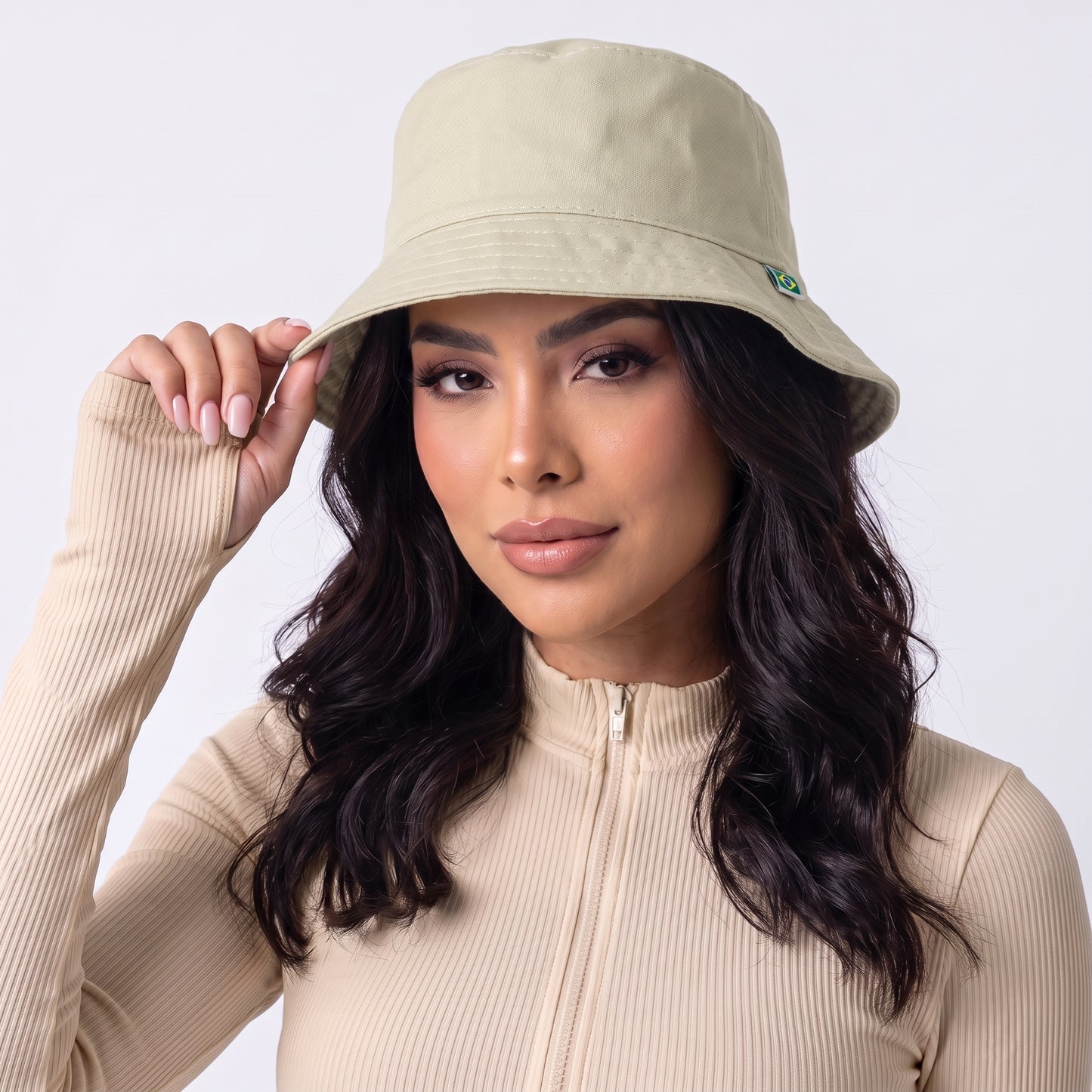 Chapéu Bucket Unissex Casual com Design Moderno Proteção Sol Bege claro