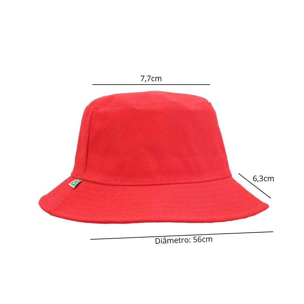 Chapéu Bucket Unissex Casual com Design Moderno Proteção Sol Vermelho
