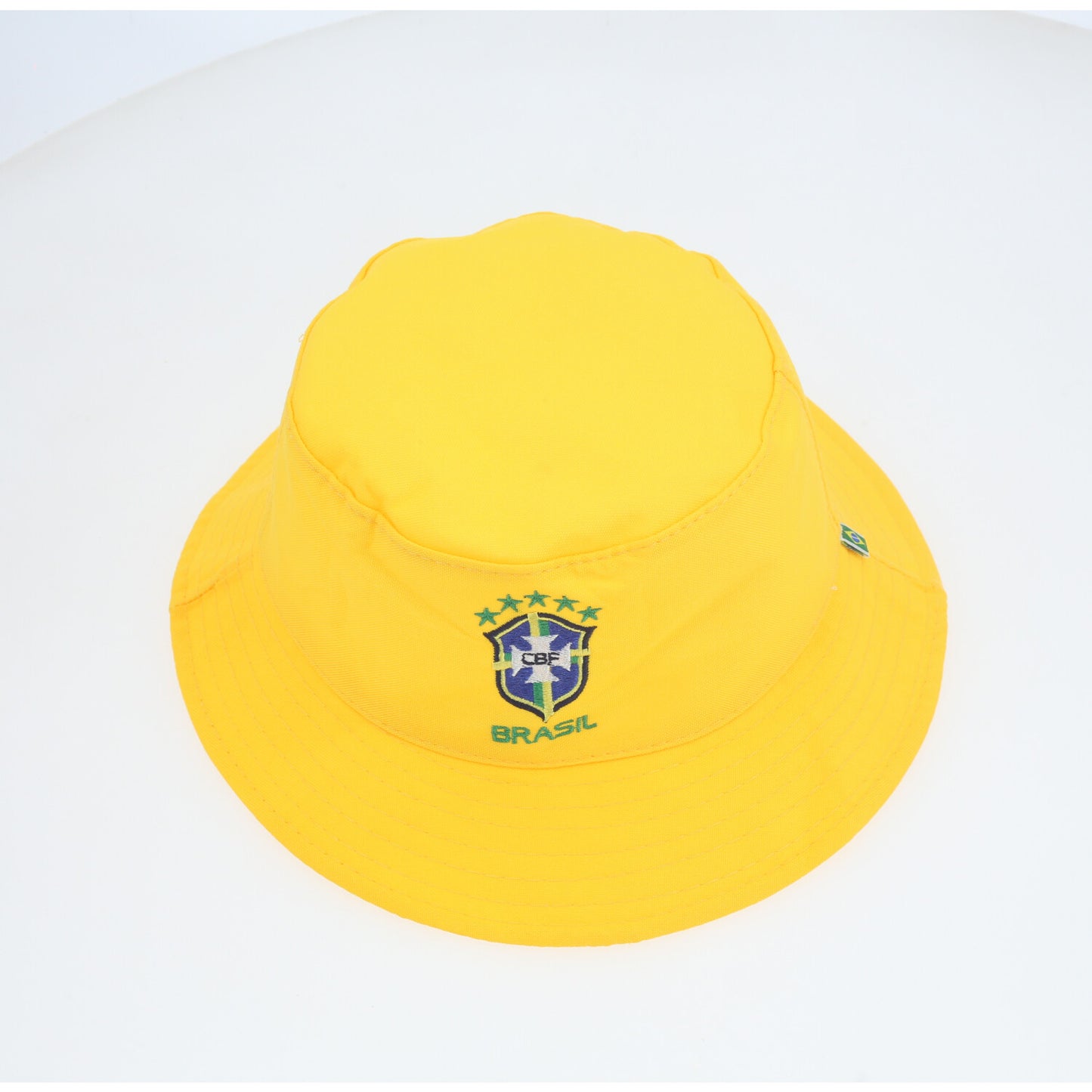 Chapéu Bucket em Tecido com Estampa do Brasil Amarelo