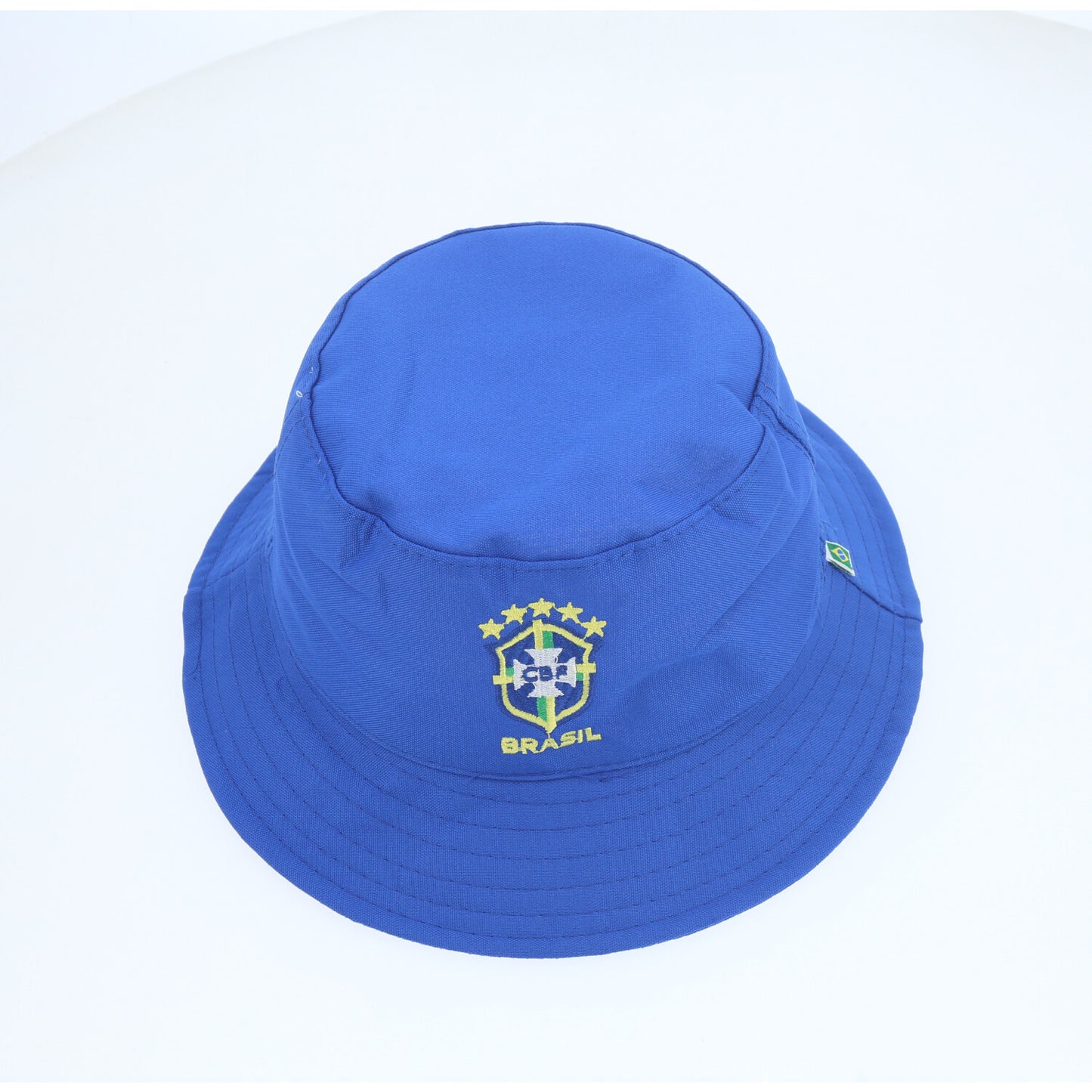 Chapéu Bucket em Tecido com Estampa do Brasil Azul