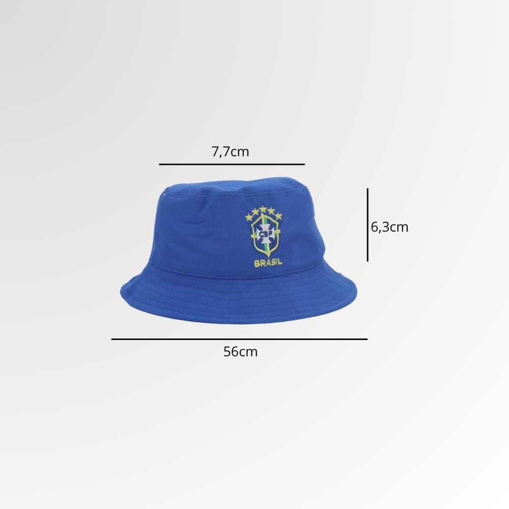 Chapéu Bucket em Tecido com Estampa do Brasil Azul