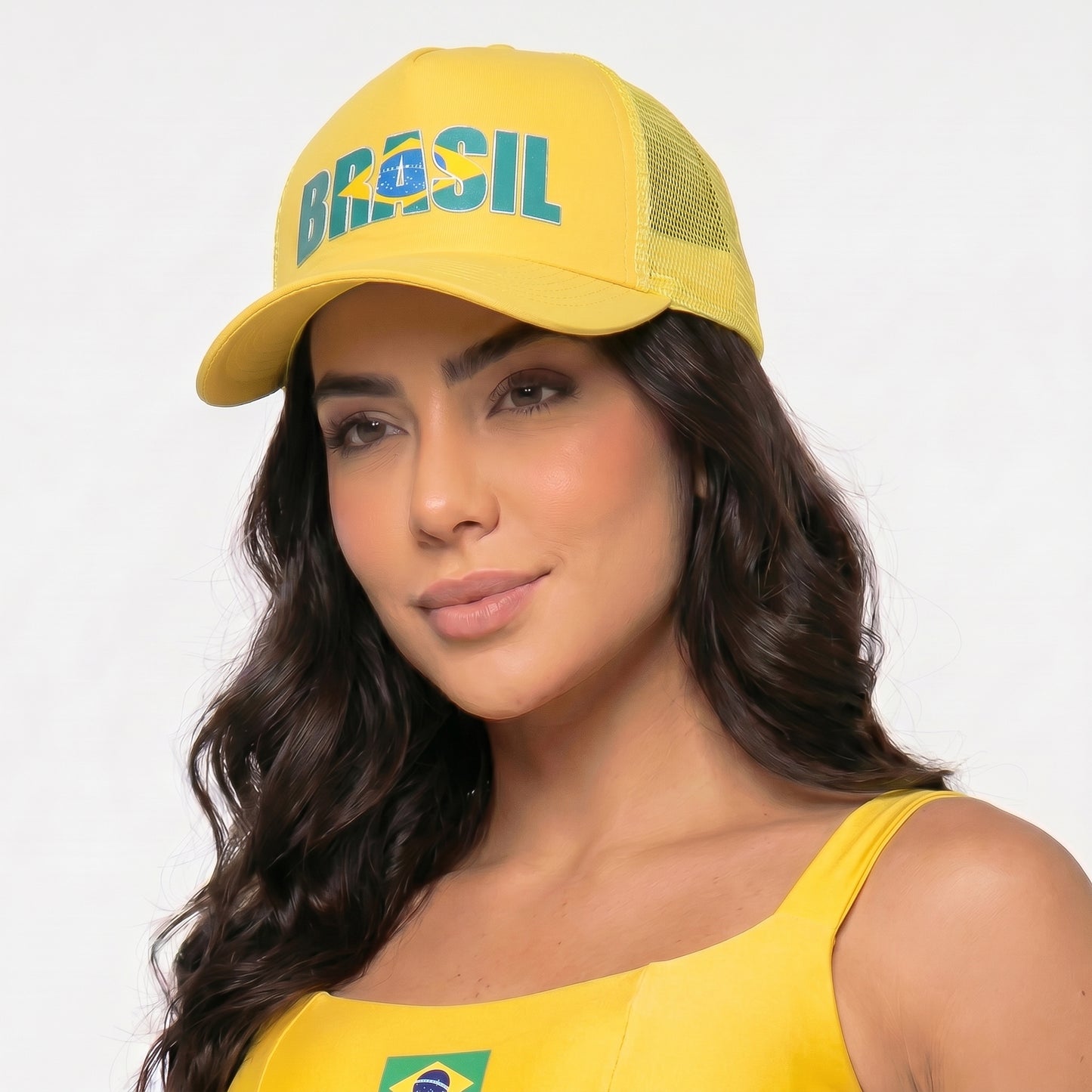 Boné Estilo Copa do Mundo com Design do Brasil Amarelo