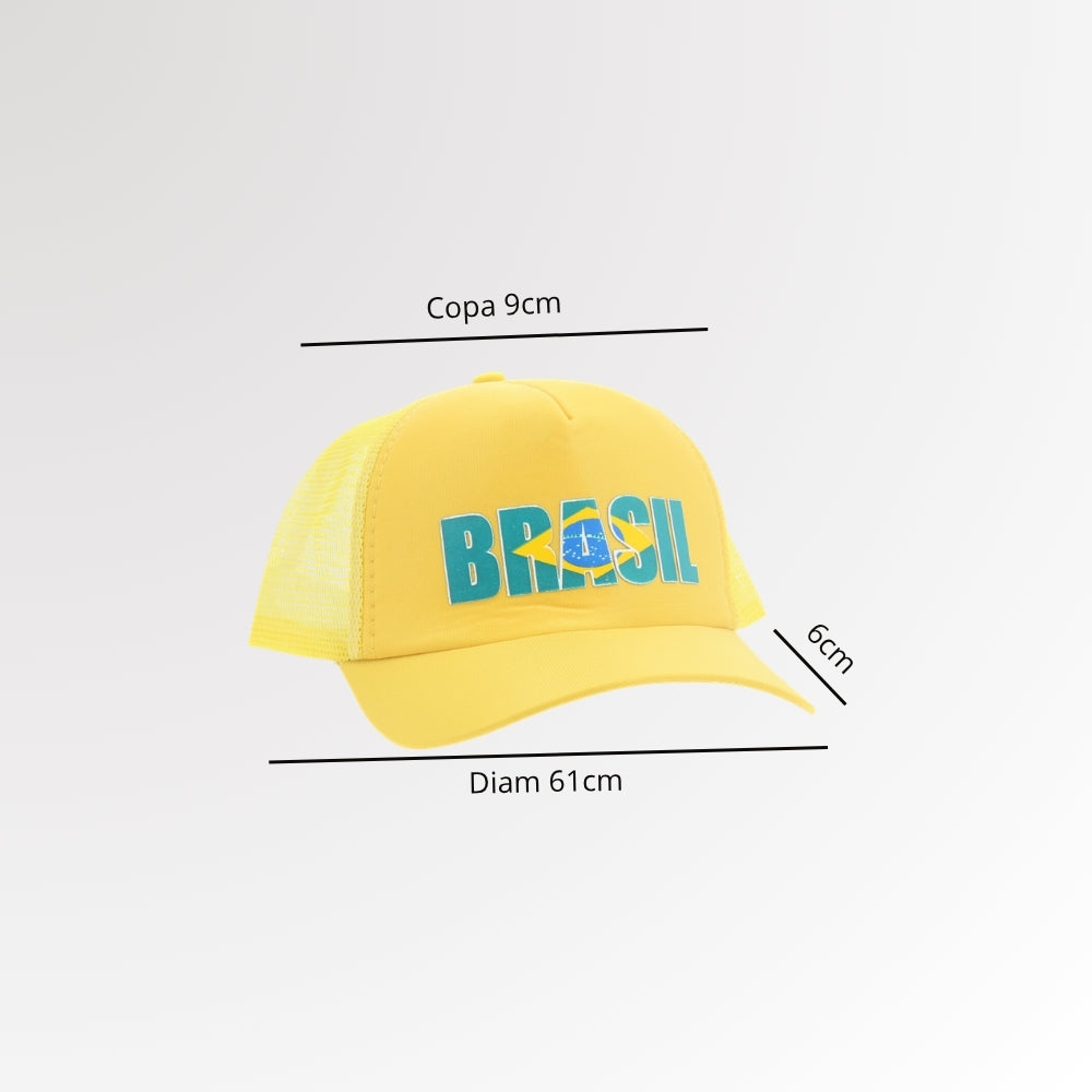 Boné Estilo Copa do Mundo com Design do Brasil Amarelo