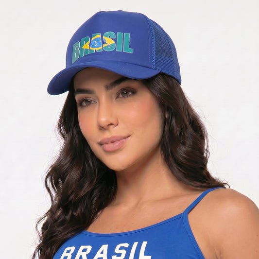 Boné Estilo Copa do Mundo com Design do Brasil Azul