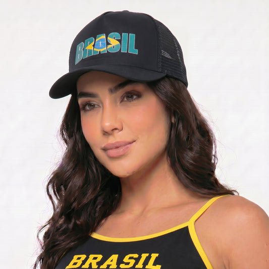 Boné Estilo Copa do Mundo com Design do Brasil Preto