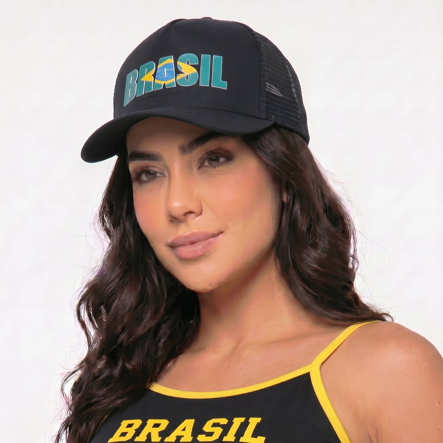 Boné Estilo Copa do Mundo com Design do Brasil Preto
