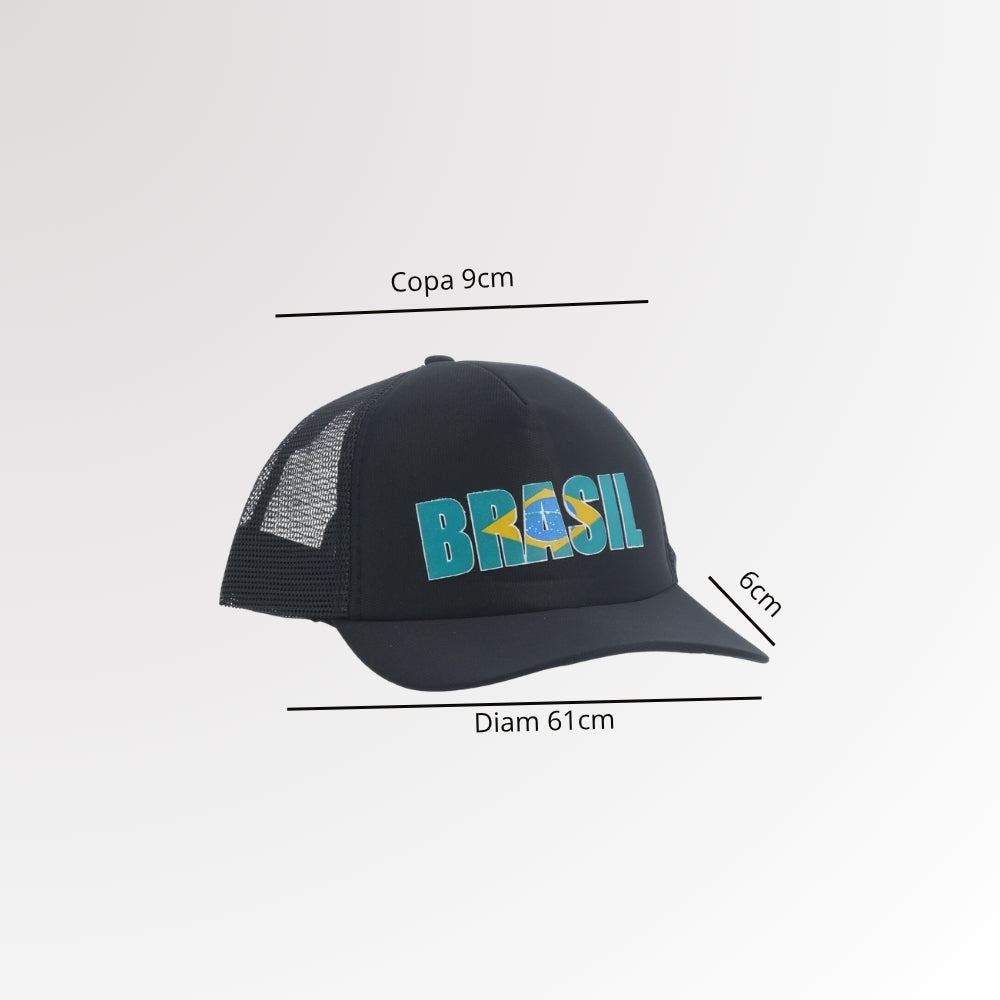Boné Estilo Copa do Mundo com Design do Brasil Preto