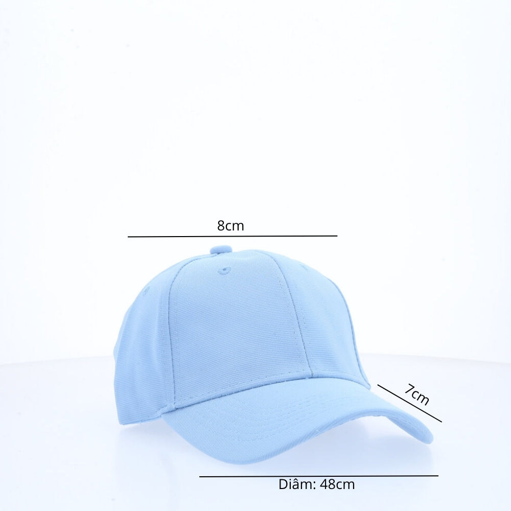 Boné Liso Unissex com Aba Curva e Ajuste em Metal Azul claro