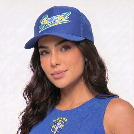 Boné Copa do Mundo com Design do Brasil Azul