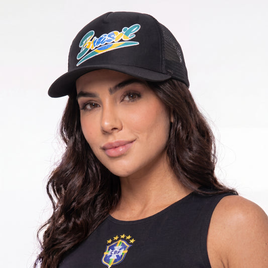 Boné Copa do Mundo com Design do Brasil Preto