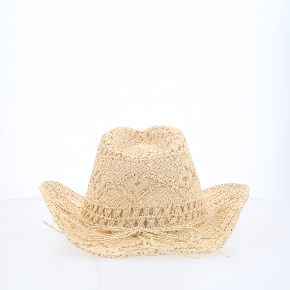 Chapéu de Palha Trançada Modelo Country Ventilado para Praia Bege
