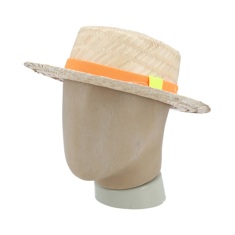 Chapéu de Palha com Lenço Removível para Amarração Laranja
