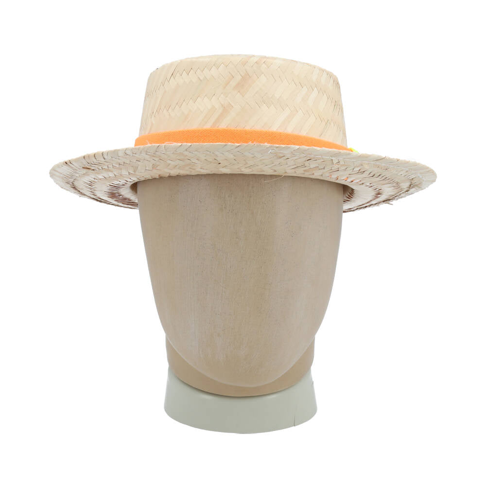 Chapéu de Palha com Lenço Removível para Amarração Laranja