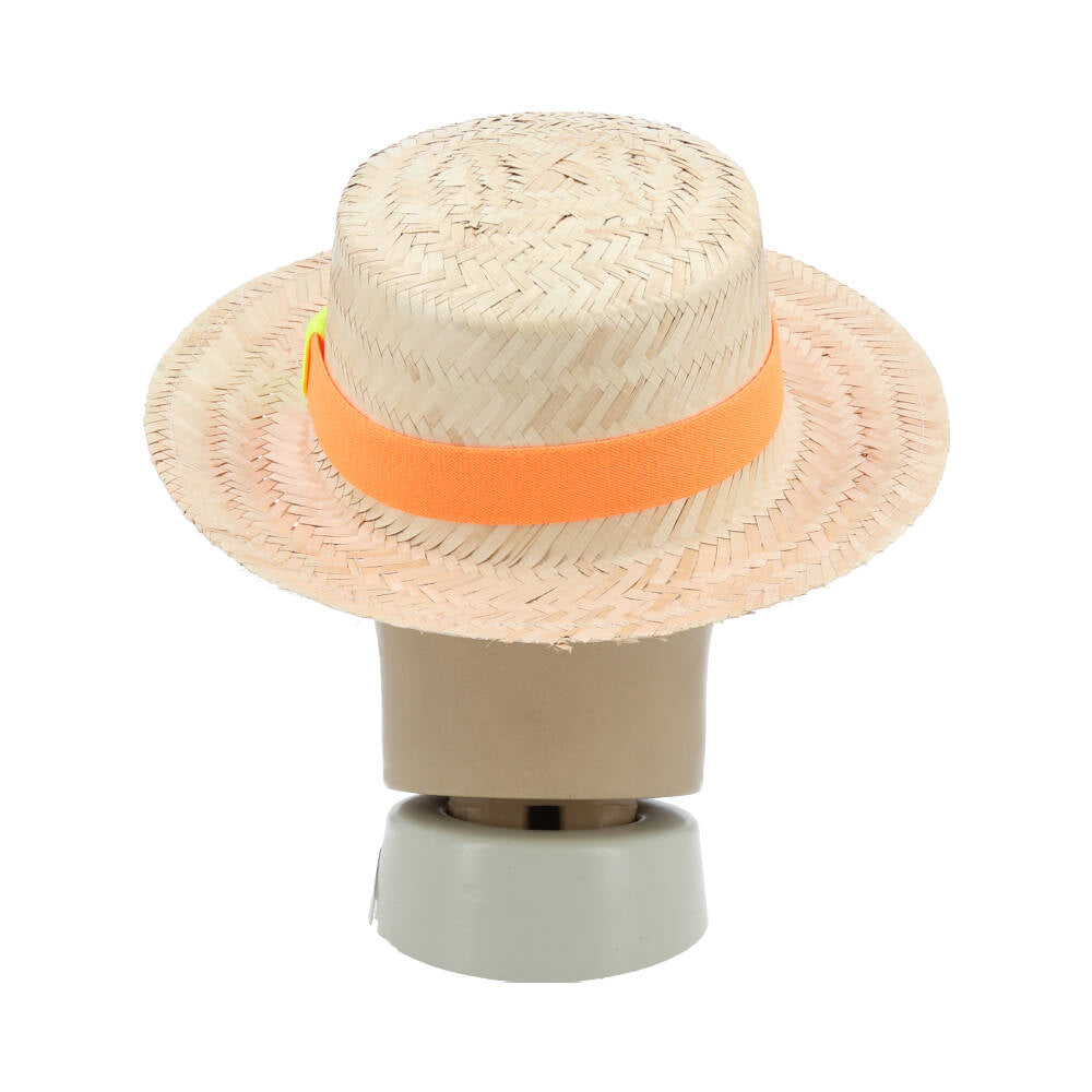 Chapéu de Palha com Lenço Removível para Amarração Laranja