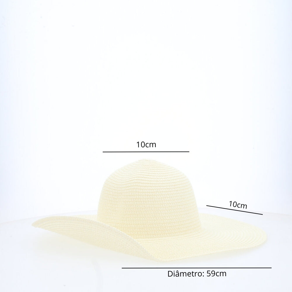 Chapéu Panamá Feminino de Praia com Aba Larga Marfim