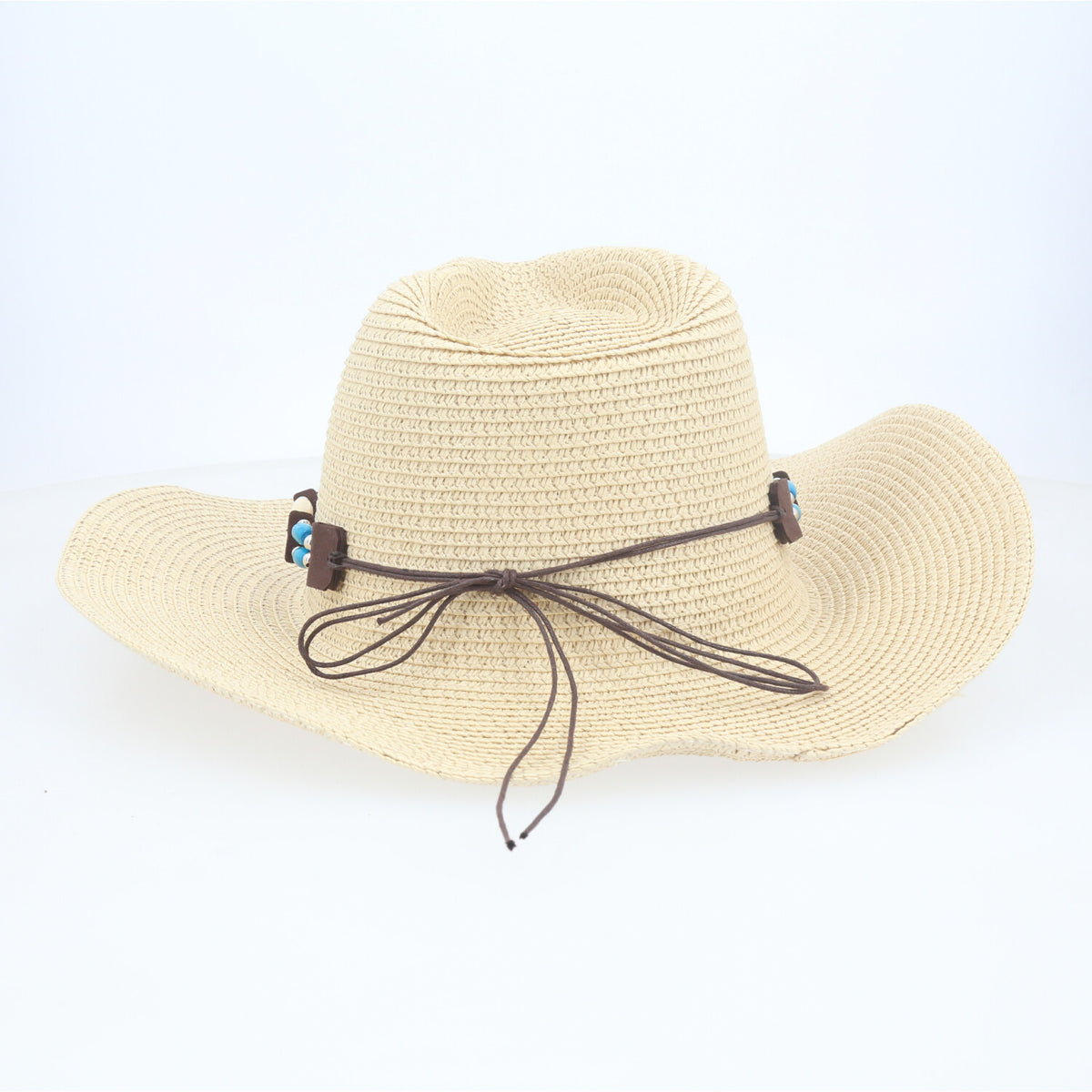 Chapéu de Ráfia Estilo Country com Aplique em Pedrarias Bege