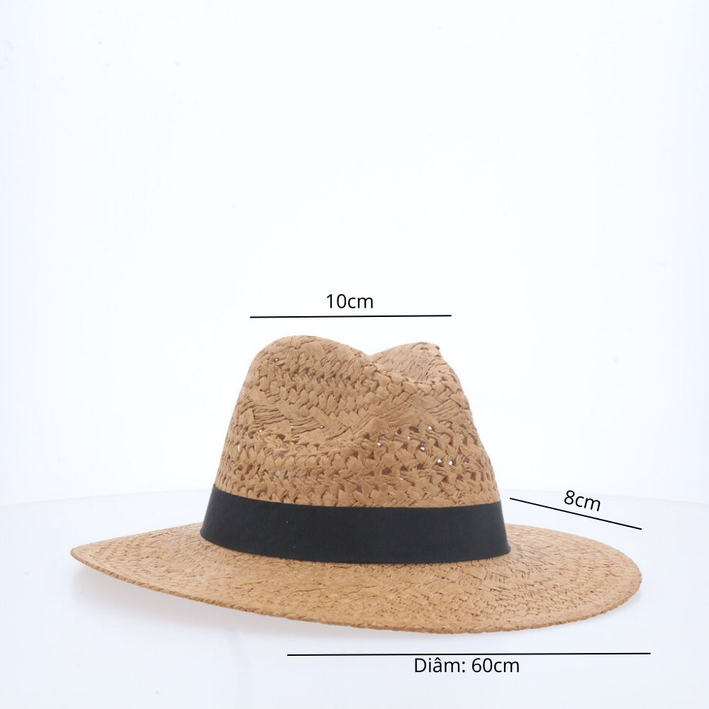 Chapéu de Praia com Faixa Caramelo