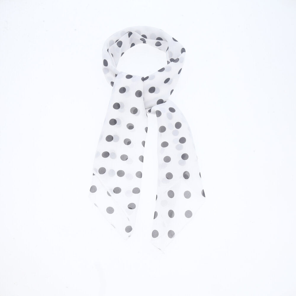 Lenço de Cetim com Estampa de Poá  Branco