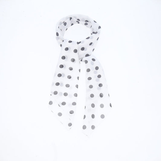 Lenço de Cetim com Estampa de Poá  Branco