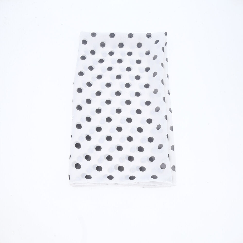 Lenço de Cetim com Estampa de Poá  Branco