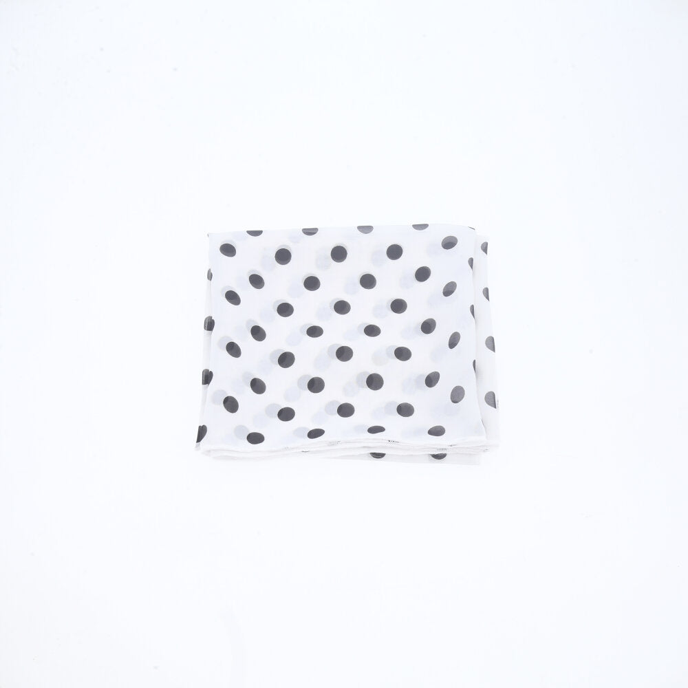 Lenço de Cetim com Estampa de Poá  Branco