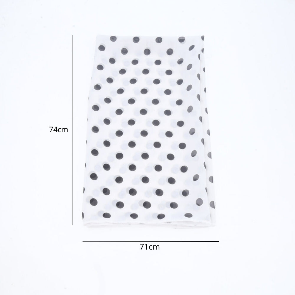 Lenço de Cetim com Estampa de Poá  Branco