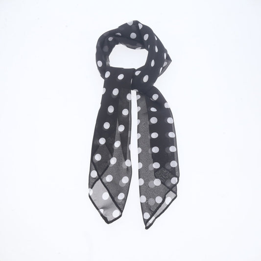 Lenço de Cetim com Estampa de Poá  Preto